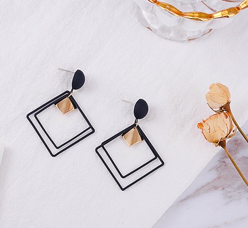 High Polish Stainless Steel Stud Earrings Geometric Shape