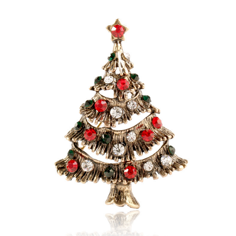 Hot selling New Christmas Tree Brooch Decoration Large Crystals Pin Brooch for Christmas Gifts
