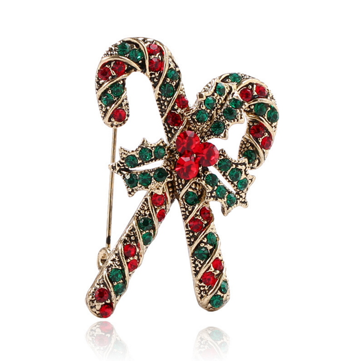 Hot style popular New Year clothes and decorations creative Christmas cane brooch happy new year brooch