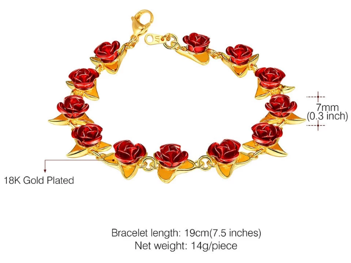 Jewelry Personalized Bracelet Copper Jewelry Dozen Rose Bracelet for Woman