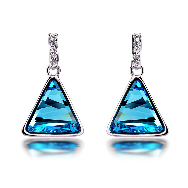 Jewelry wholesale manufacturers wholesale hot sale geometric style multi-glossy Austrian crystal triangle earrings