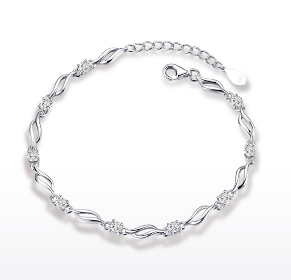Korean Style Sterling Silver Diamonds Bracelet Bangle Manufacturer in China