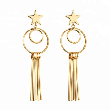 Low MOQ Fashion Alloy Long Tassel Drop Earrings Wholesale