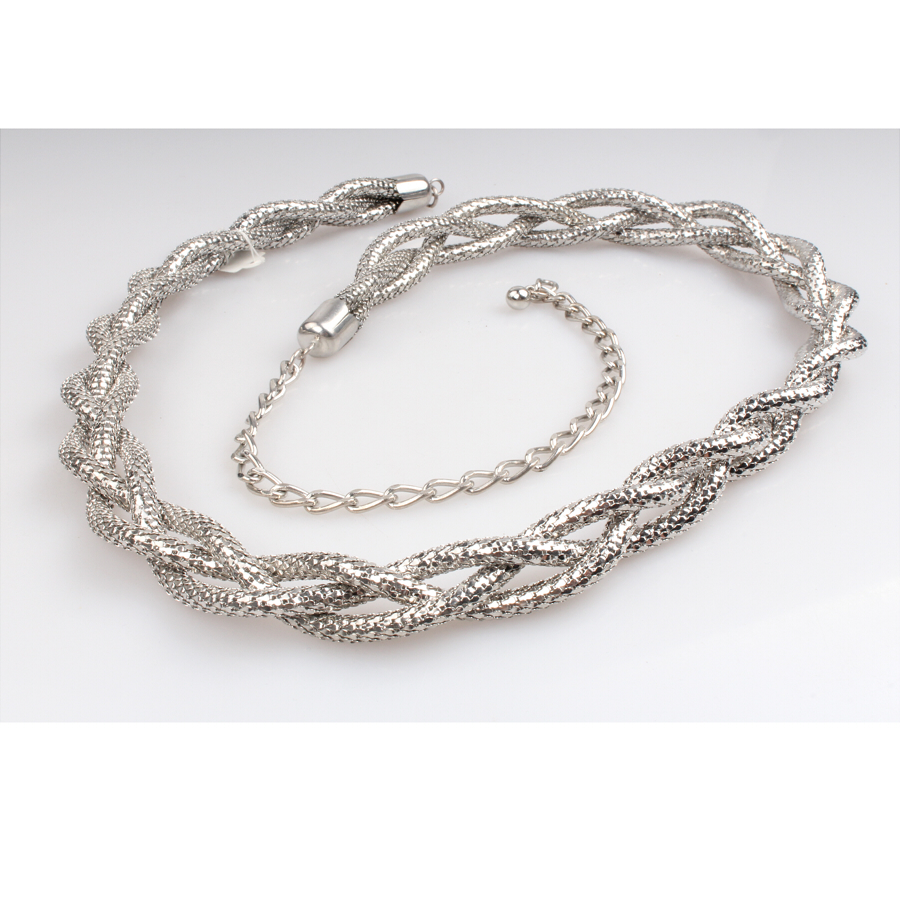 금속 벨트 파워 리프팅 3 짠 물고기 비늘 체인 18k 골드 화이트 스틸 도금 스트레치 메탈 벨트 드레스에 대 한