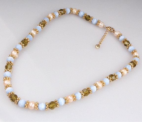Mixed Color Pearl Necklace Round Pearl Beads Women Necklace Meilanxuan Jewerly