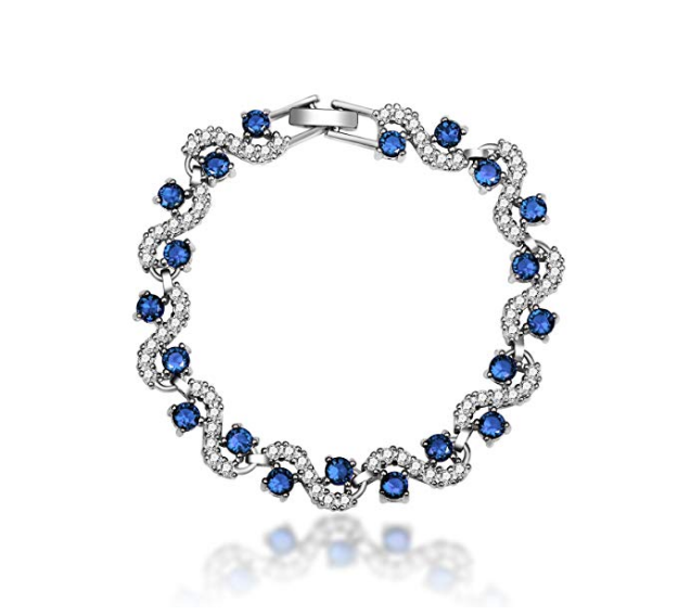 New Arrive Blue Tennis Bracelet Women Cubic Zirconia Jewelry Bridal Crystal Bangle For Mom And Daughter