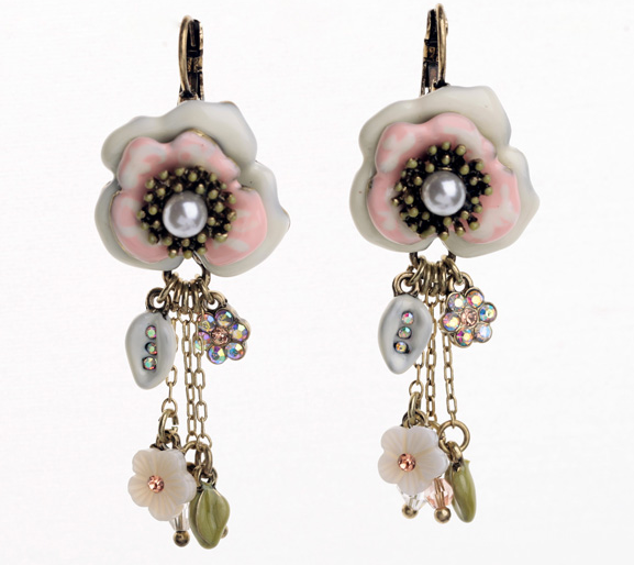 New Styles Ceramic Flower Antique Triangle Drop Earrings for Women Perfect Valentine's Day Gifts
