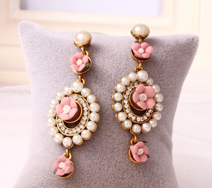 القصر الرجعية مزاجه الأقراط أوروبا والولايات المتحدة الامريكيه الجديدة البحر أموي الفخار قطرات المياه البيئية سبيكة الذهب اللؤلؤ الأقراط الأزرار