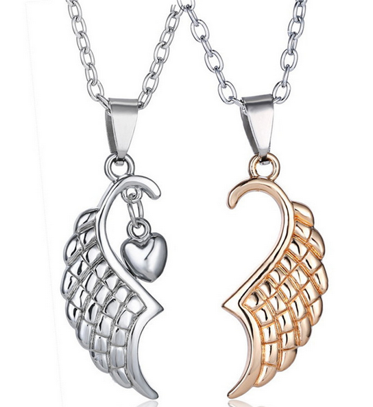 Simple Gold Silver Angel Wings Jewelry Imitation Stainless Steel Alloy Lover Gifts Couple Choker Necklace Manufacturer