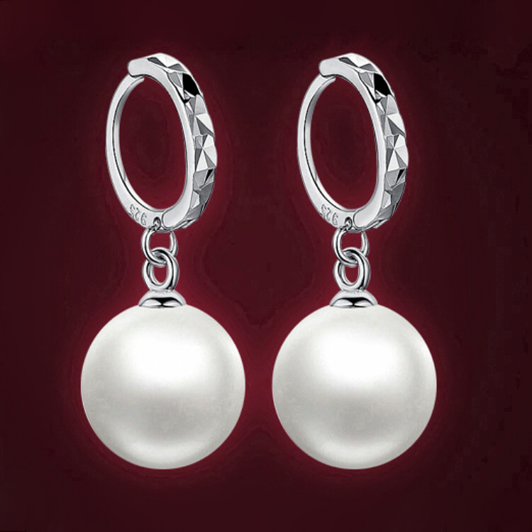 Sterling Silver Earrings Women's 925 Sterling Silver Fashion Pearl Earrings