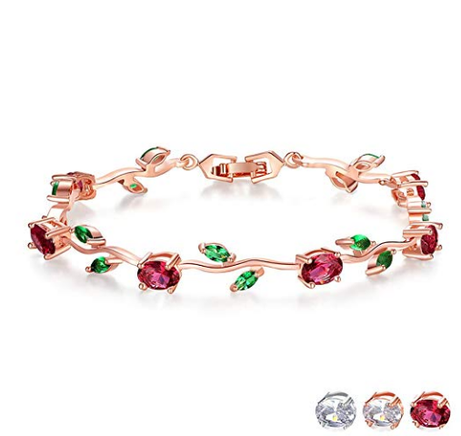 Wholesale Jewelry Fashion  Bracelet Diamond Bangle Bracelet  Rose Gold  Beautiful Leaves Designed Zircon Crystal Tennis Bracelets Friendly Gift