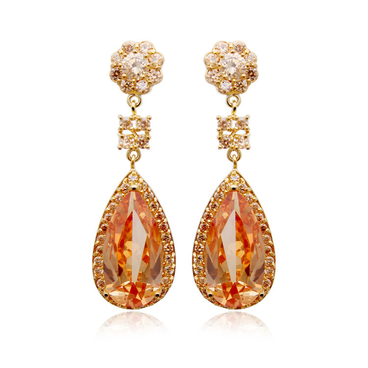 Wholesale New Fashion Gold Silver Plated Zircon Style Colorful Stud Earrings Women Fashion Jewelry