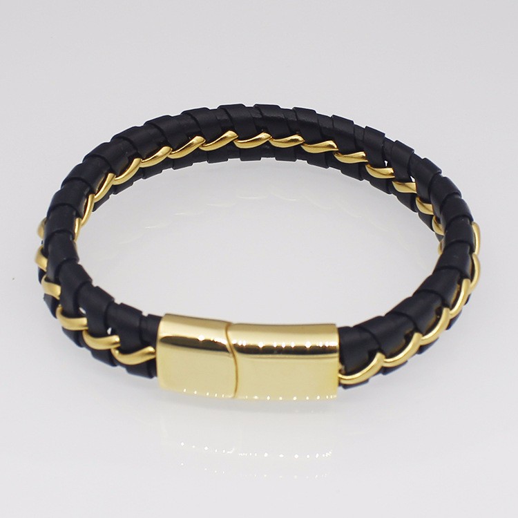 الجملة الجلود البلوتونيوم مضفر الأساور للإنسان ، والفتيان الفولاذ المقاوم للصدا أساور أساور المجوهرات مع إغلاق قفل المغناطيسي المحرز في شنتشن