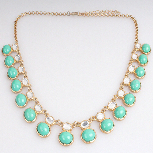 도매 귀여운 터키석 초계 합금 목걸이 골드 체인 다채로운 수 지 초계 쥬얼리 중국제