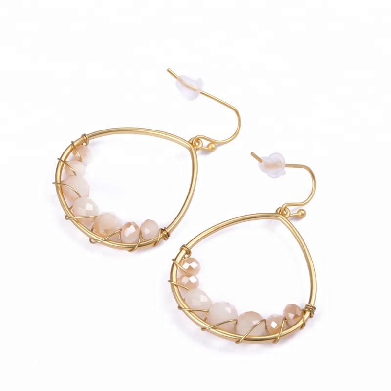 Wire wrapped Earrings with Glass Bead Fashion Earings for Women 2018
