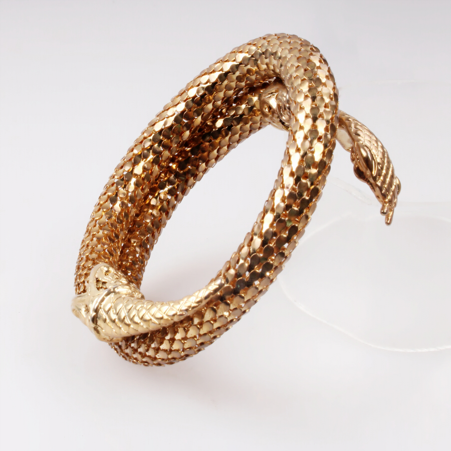 wholesale new design 18k gold snake head fish scales chain women bracelet bangle
