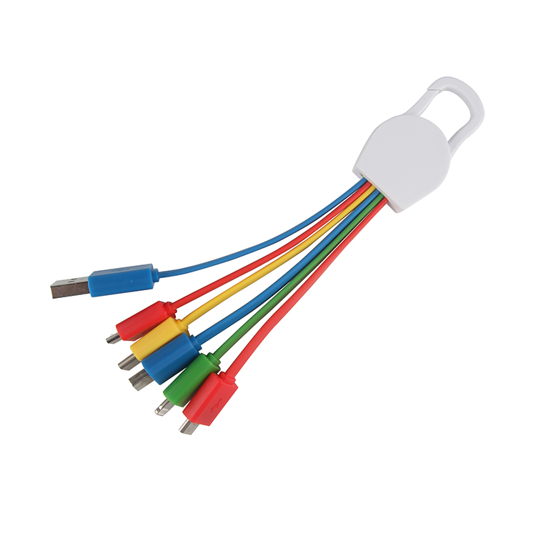 カラビナクリップが付いている1つのusb充電ケーブルに付きブランドロゴマルチアダプター6