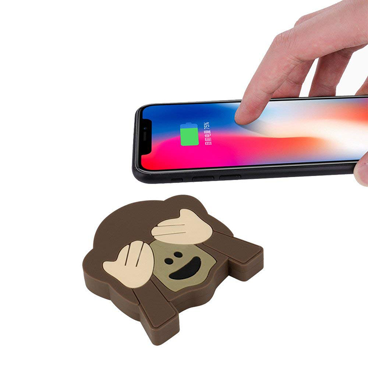 Personnalisé en forme de singe pad 10w chargeur sans fil Qi iphone x pvc