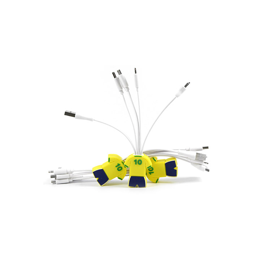 Promotional customized football clothes shaped 4 in 1 usb charging data cable brand logo