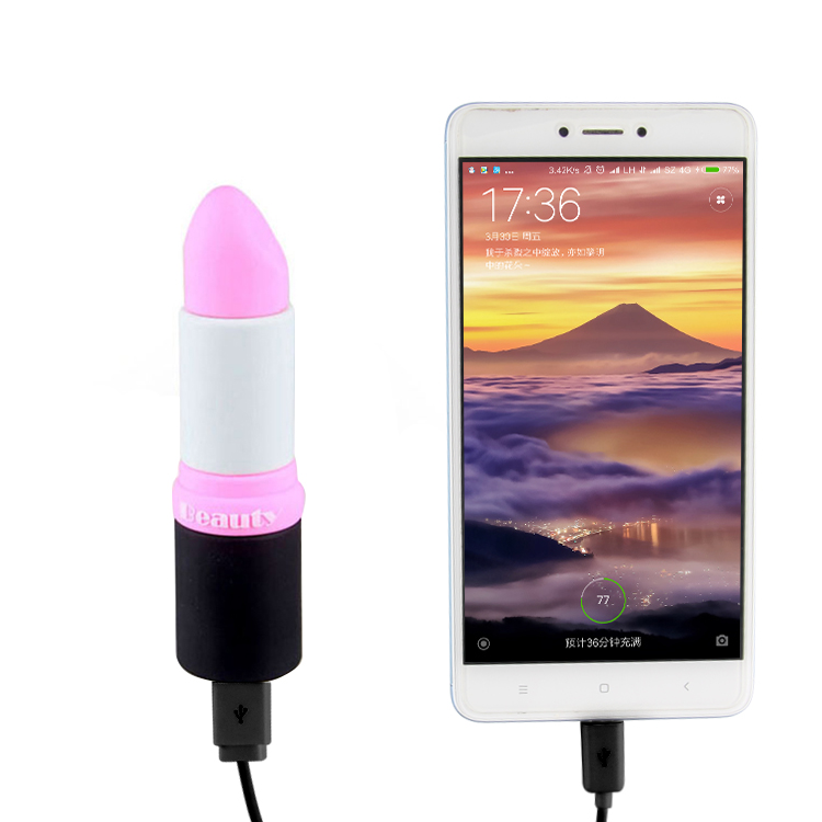 Shenzhen PVC lipstick mobile phone charger 3000mAh 4000mAh 5000mAh power bank charger manufacture