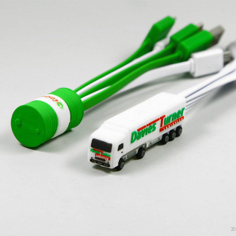 Wholesale transport shaped pvc customized multi phone charger cable