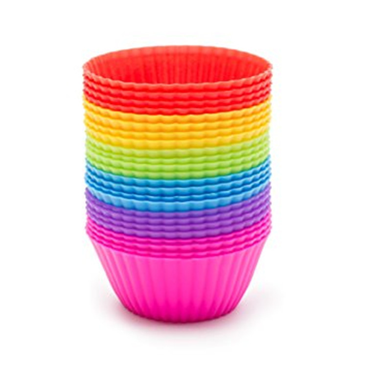 100% Nahrungsmittelgrad-Silikon-Kuchenzwischenlagen / Backen-Schalen - 12 Stücke Muffin-Formen