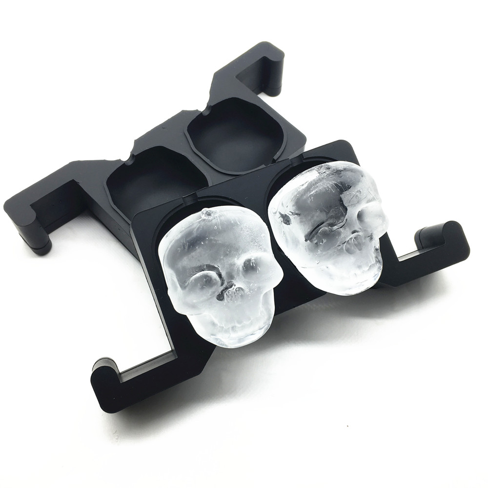 2 Cavities Jumbo Skull Ice Cubes Kitchen Bar Tools, Crystal ice ball mold for Whiskey