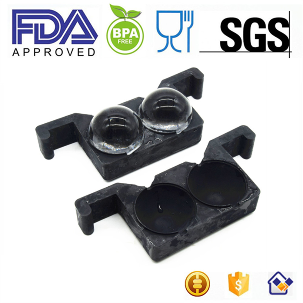 2 Hohlraum-Kristallklare Eis-Ball-Hersteller-Formen, FDA-Silikon-Kugel-Eis-Ball-Hersteller-Form