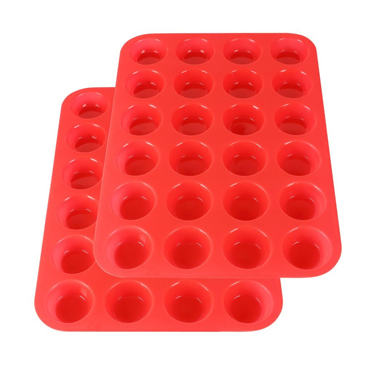 2 Packs Silikon Mini Muffin Pan, 24 Cup Silikonformen, BPA frei Silikon Cupcake Backform