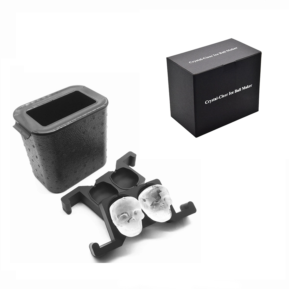 3D Halloween Crâne Boule De Glace Moule Cristal Clair Boule De Glace Maker FDA Silicone Sphère Boule De Glace Moules