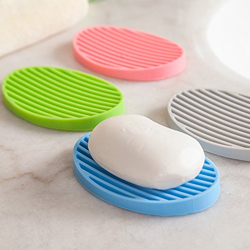 Vassoio del supporto del sapone del silicone di FDA del pacchetto di 4 colori assortiti del sacchetto del sapone del silicone di colore FDA
