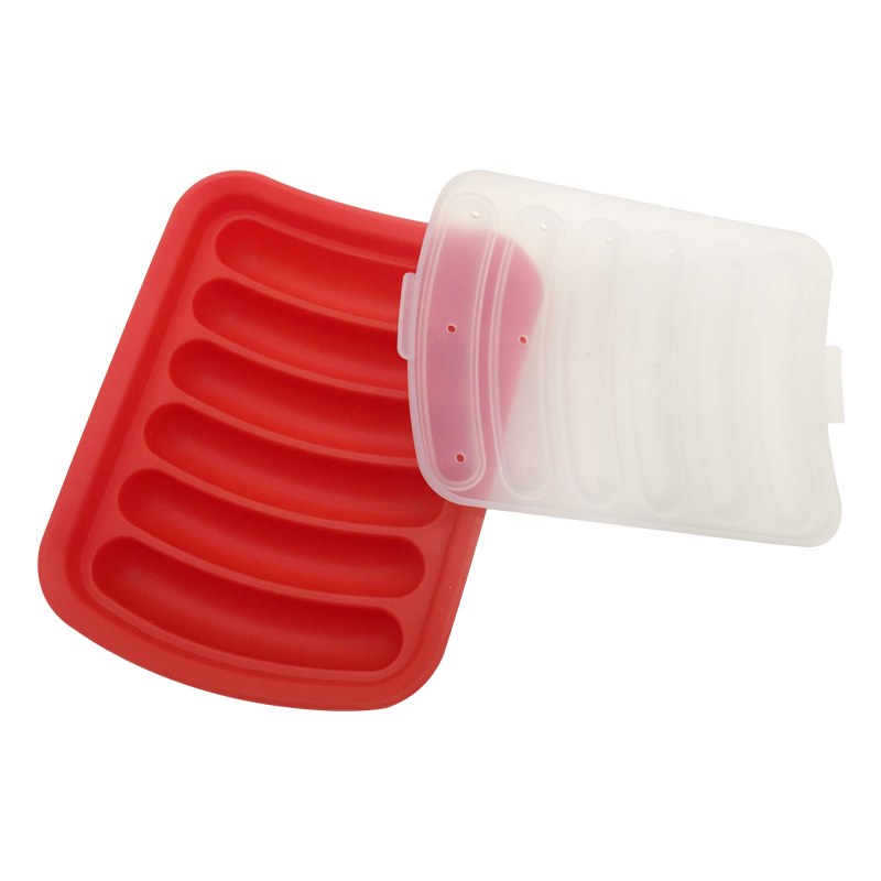 Moule à saucisse de silicone adapté aux besoins du client de FDA de catégorie comestible réutilisable de 6 cavités