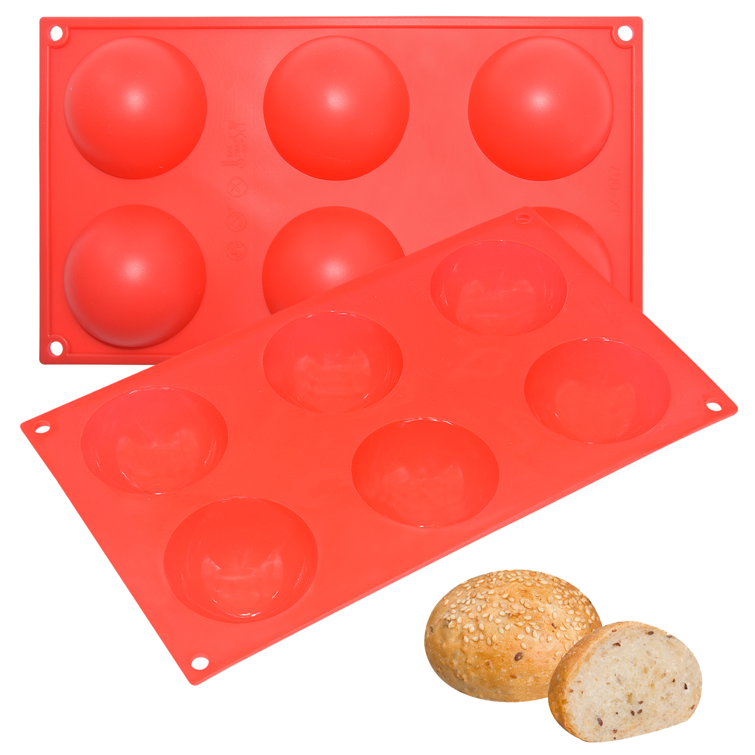 BHD Sphere Chocolate Silicone Mold 6 Half Rebound Circle Holes Silicone Baking Mold for Making Hot Chocolate Bomb