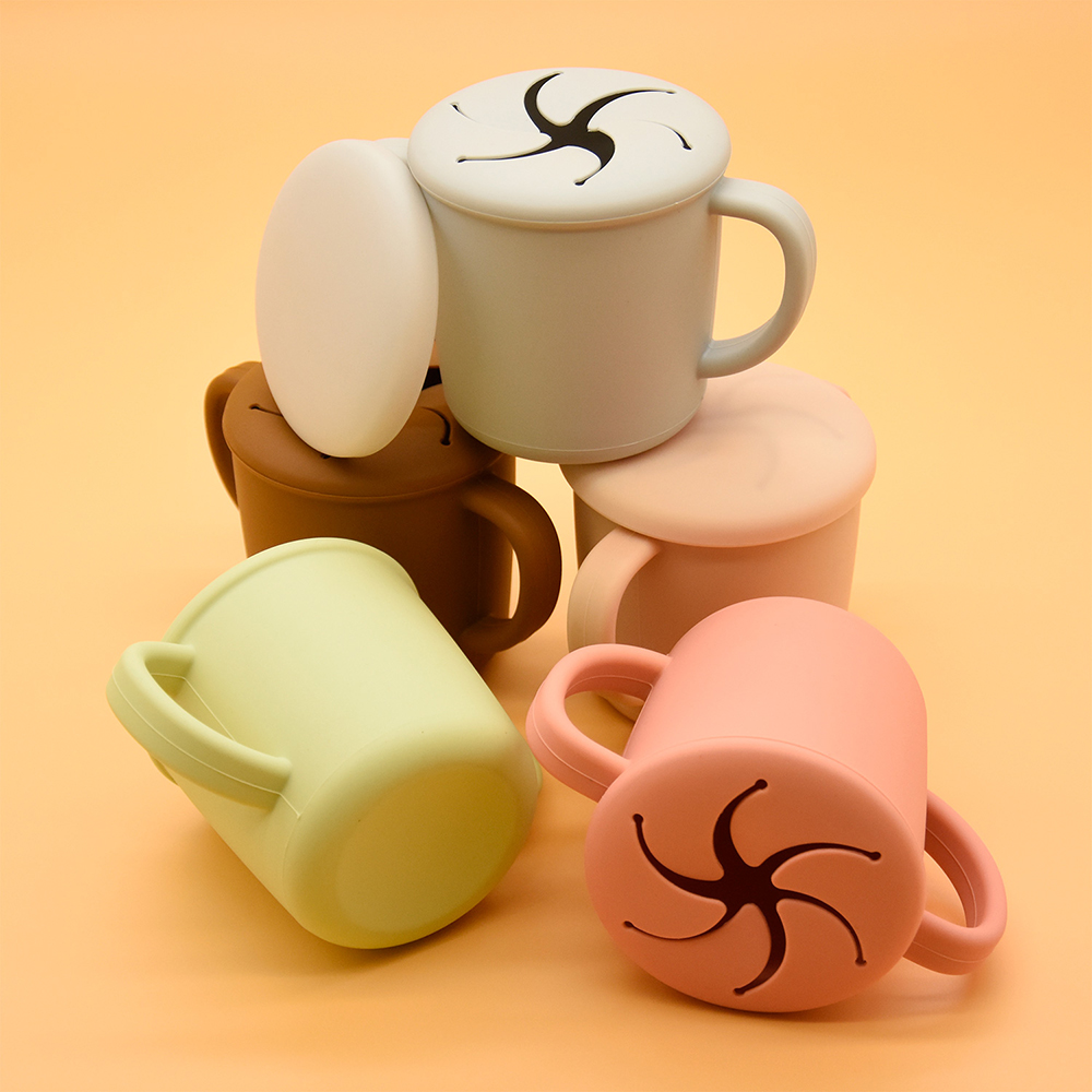 BHD Toddler Snack Catcher Food Grade BPA Free Baby Training Cup With Lid Baby Silicone Snack Cup