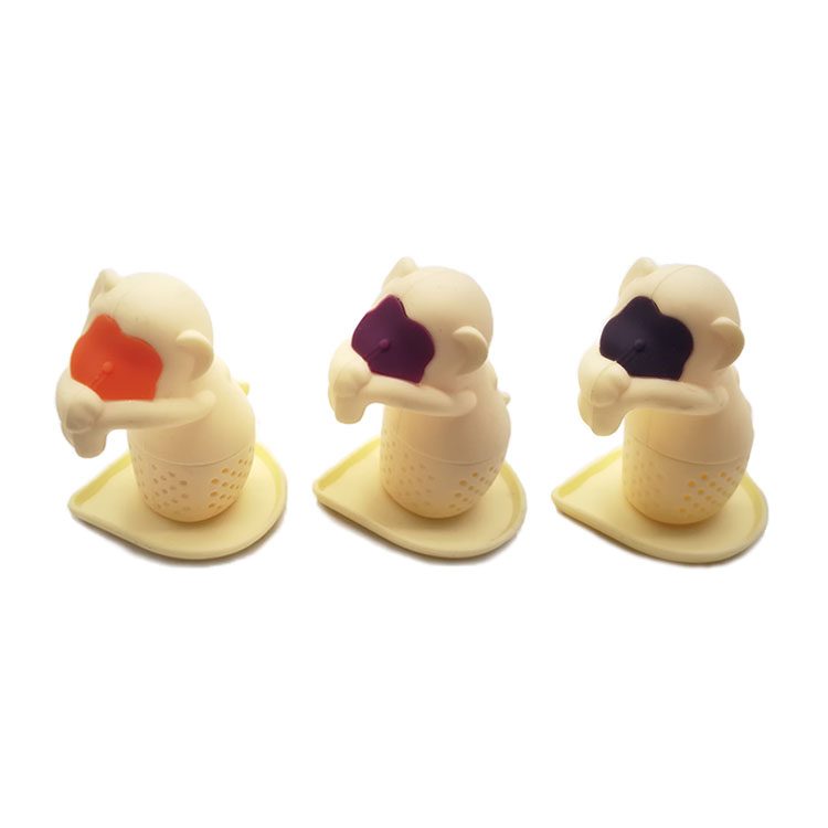 BPA Free Monkey Shpaed Silicone Tea Infuser , Food Grade Silicone Monkey Tea Strainer