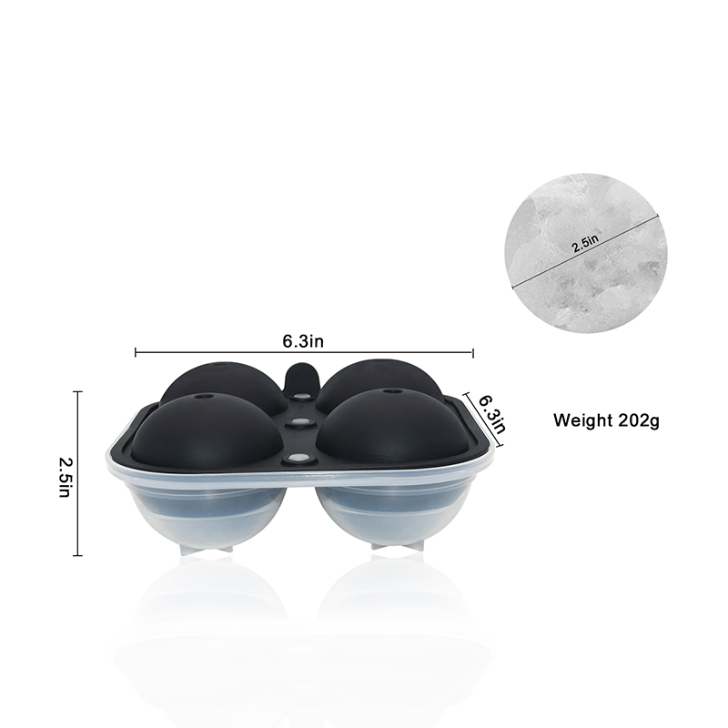 Benhaida Large Sphere Ice Tray Mold Whiskey Big Ice Maker 2.5 Inch Ice Ball for Cocktail