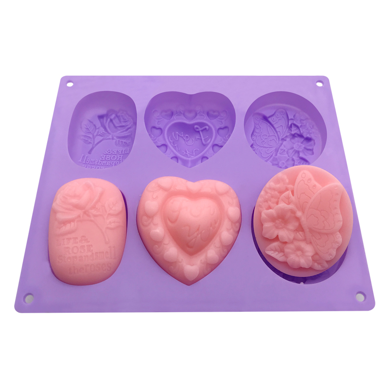 Benhaida Silicone Soap Molds 6 Cavities Silicone Baking Mold Cake Pan for Soap Making