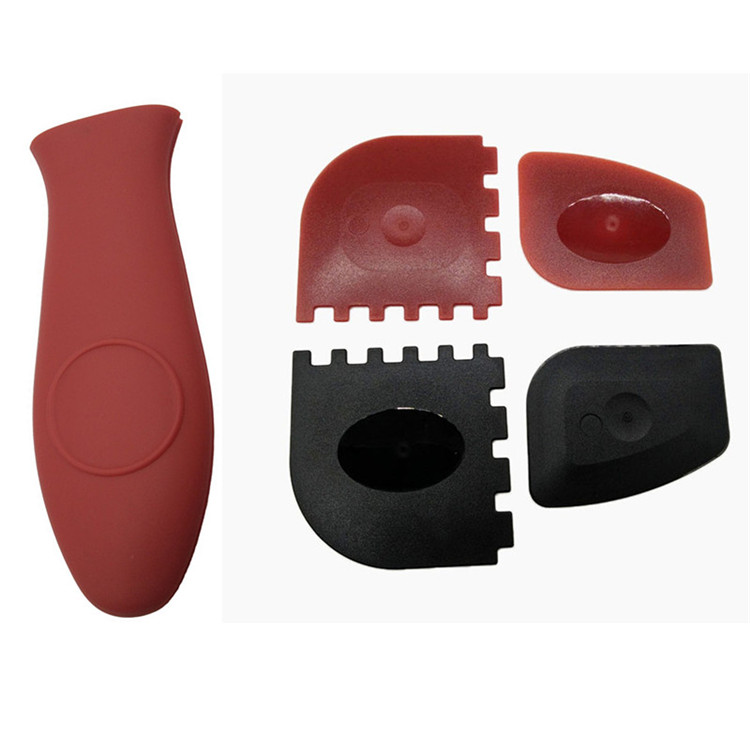 Duurzame Grill Pan-schraper, kunststof keukenreinigingsschraper en siliconen pannenlap voor gietijzeren koekenpan