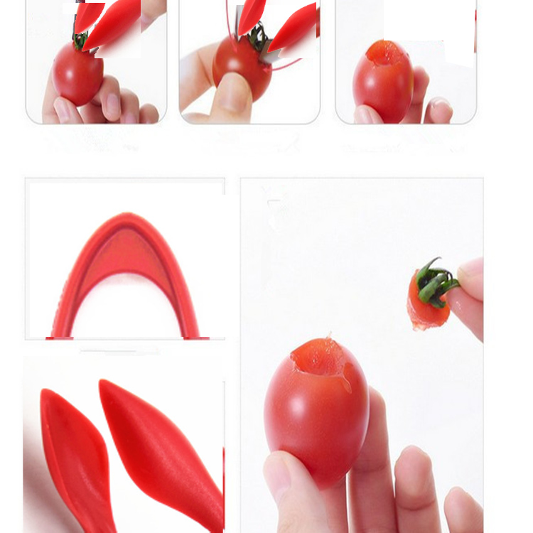 Factory LFGB Plastic Easy-Release Strawberry Huller and Tomato Corer