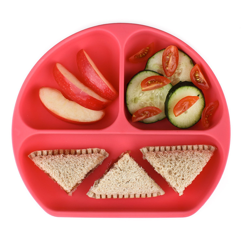 Plaque d'alimentation de bébé d'aspiration de silicone de prix usine de FDA, napperon de bébé avec le couvercle en gros