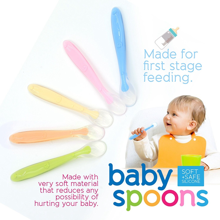Gesunde Baby Löffel Großhändler BPA Free Soft Silikon Baby Fütterung Löffel Hersteller