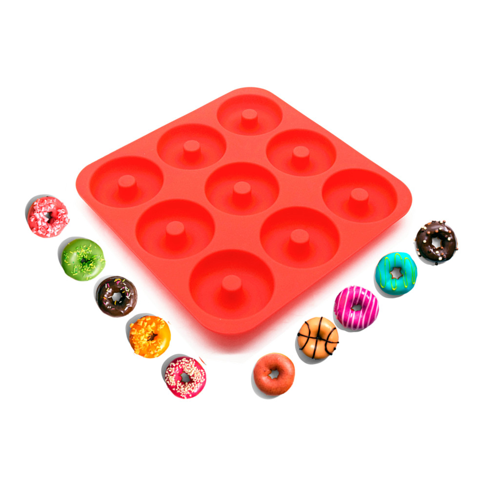 Réchaud 100% résistant à la chaleur de beignet de silicone, moule de beignet de silicone de cavité de LFGB 9, moule libre de gâteau de silicone de BPA