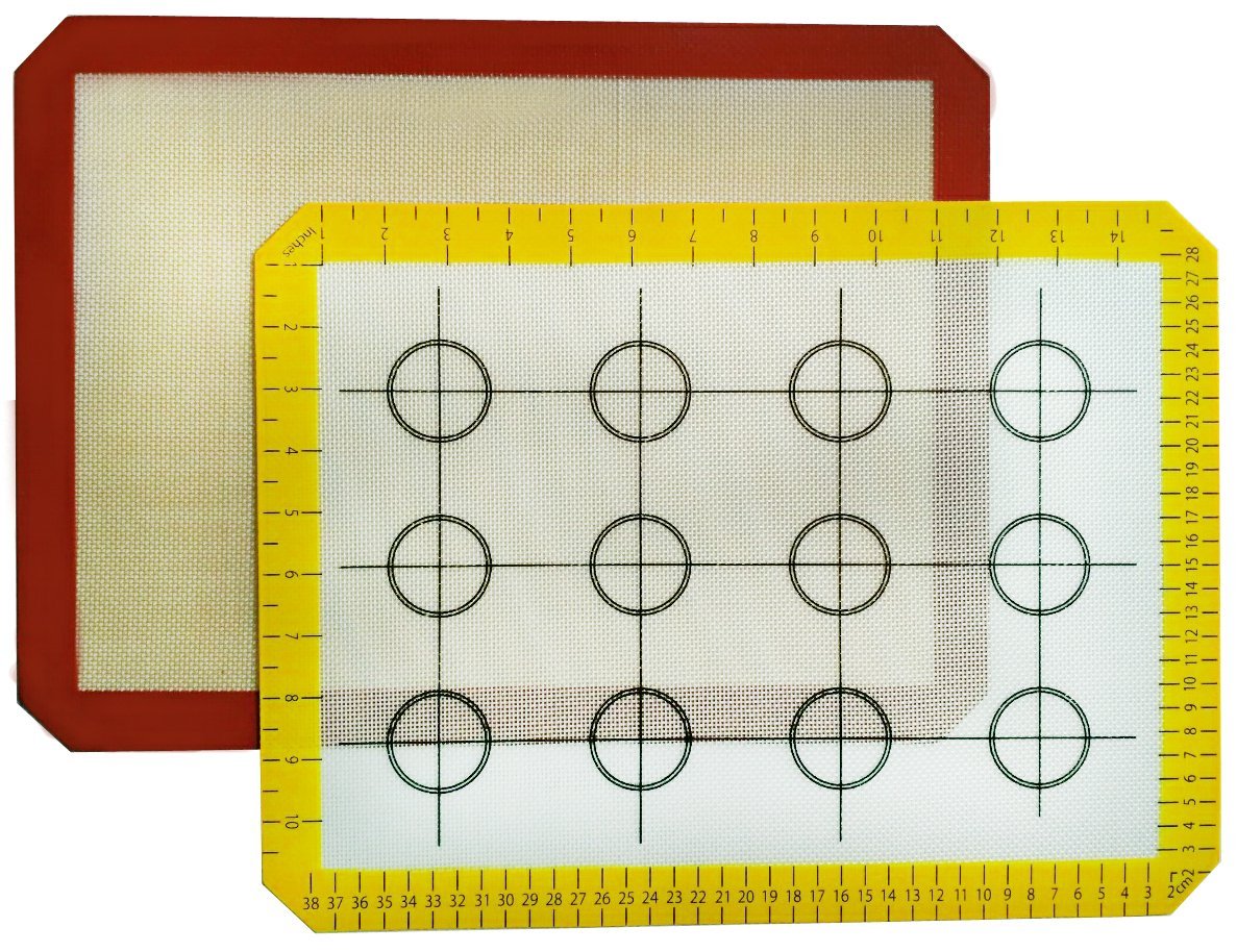 Non-Stick Silicone Baking Mat , 2 Pack Silicone Cookie Mat Food Grade Silicone Baking Sheet Mat
