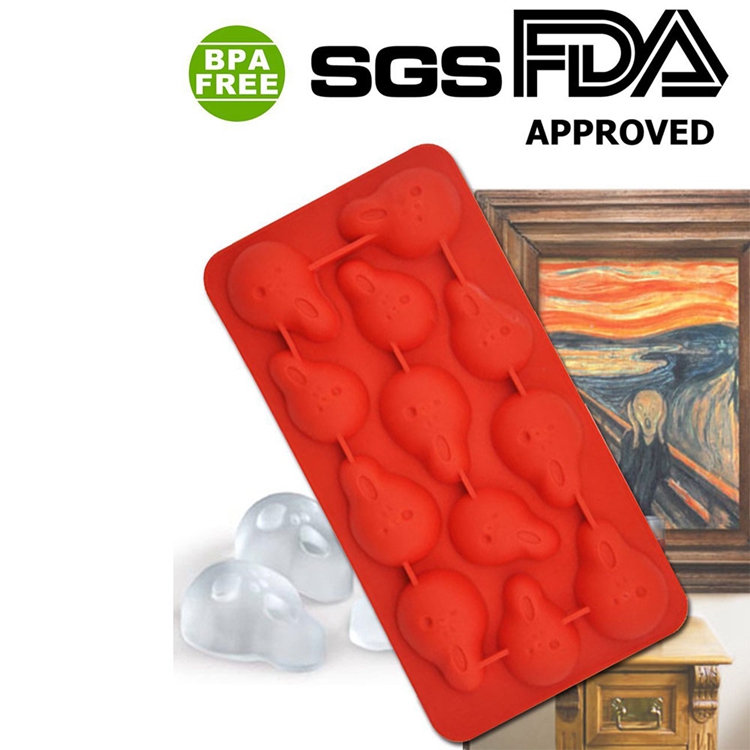 Vente en gros Classic Halloween Screaming Ice Tray, Skulls Shape BPA sans silicone Ice Cube Tray Factory