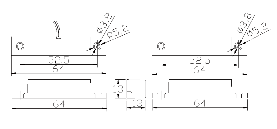 Cheap Surface mounted magnetic switch and door sensor made in china py-c32