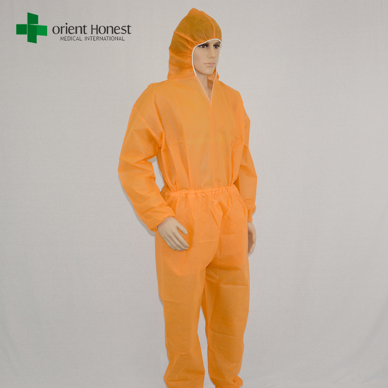 China Einweg zwei Stück Orange overall, Vlieseinweg Orange Overalls, orange Einweg-Overall zwei Stück Stil