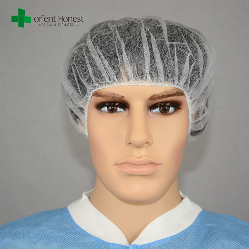 China manufactuers Vlies bouffant Kappe, Einweg-Vlies Mopp Mützen, weiß füllig Haarkappen