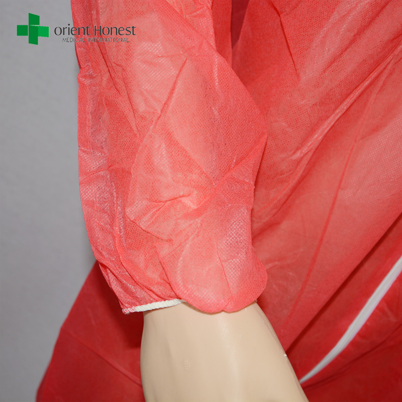 China manufacturer disposable polypropylene coverall, disposable PP coverall red color,CE ISO certified polypropylene coverall