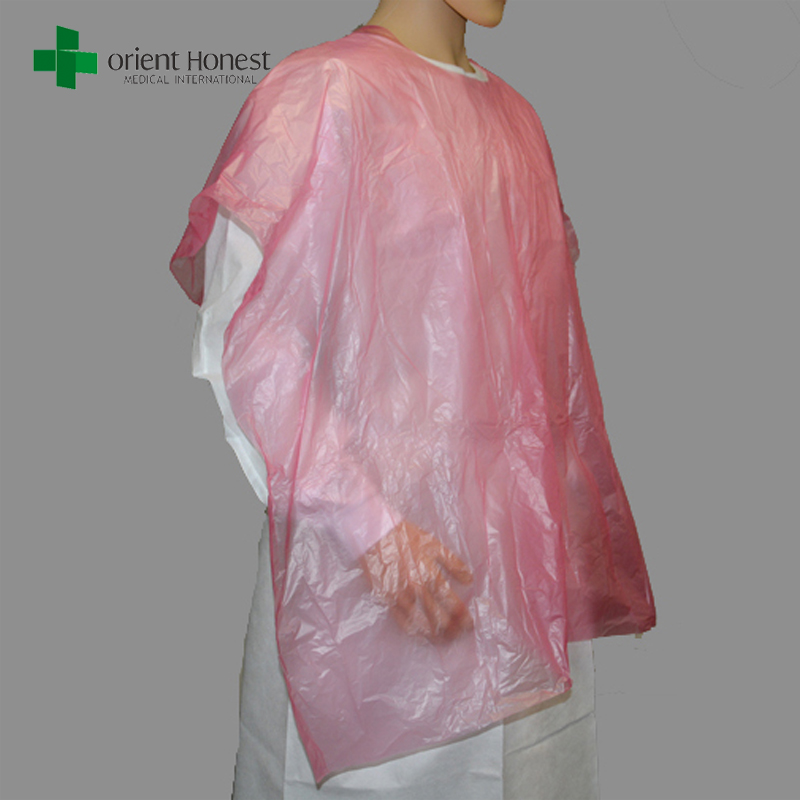 China manufacturer for pe disposable apron , plastic disposable apron , barber disposable apron in red color