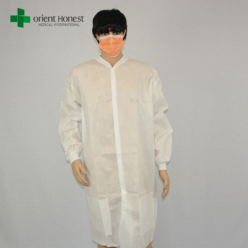 China lokakarya makanan lab industri jas, putih rajut kerah jas laboratorium, grosir berkualitas baik PP vistor mantel